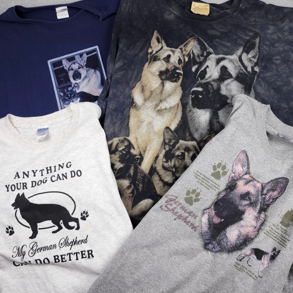 Graphic T-Shirt Bundle Men 3XL German Shepherd Dog Lover Streetwear Big Tall 4pc